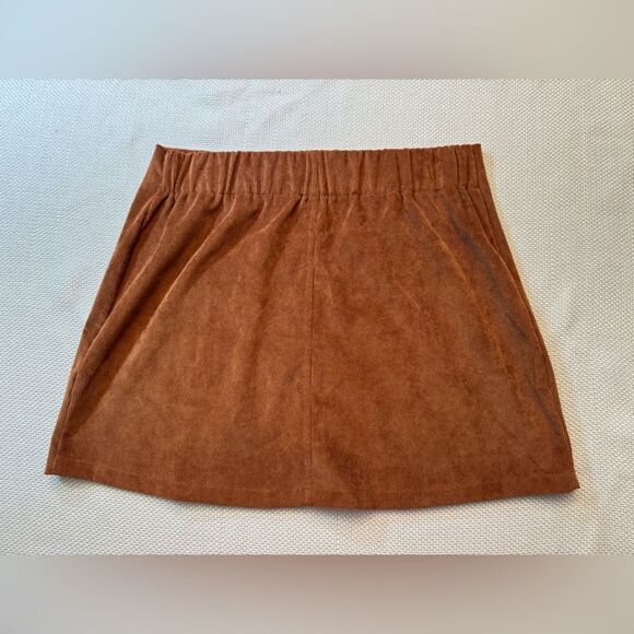 Popular basics juniors zip front brown corduroy mini skirt size XL - Picture 2 of 7